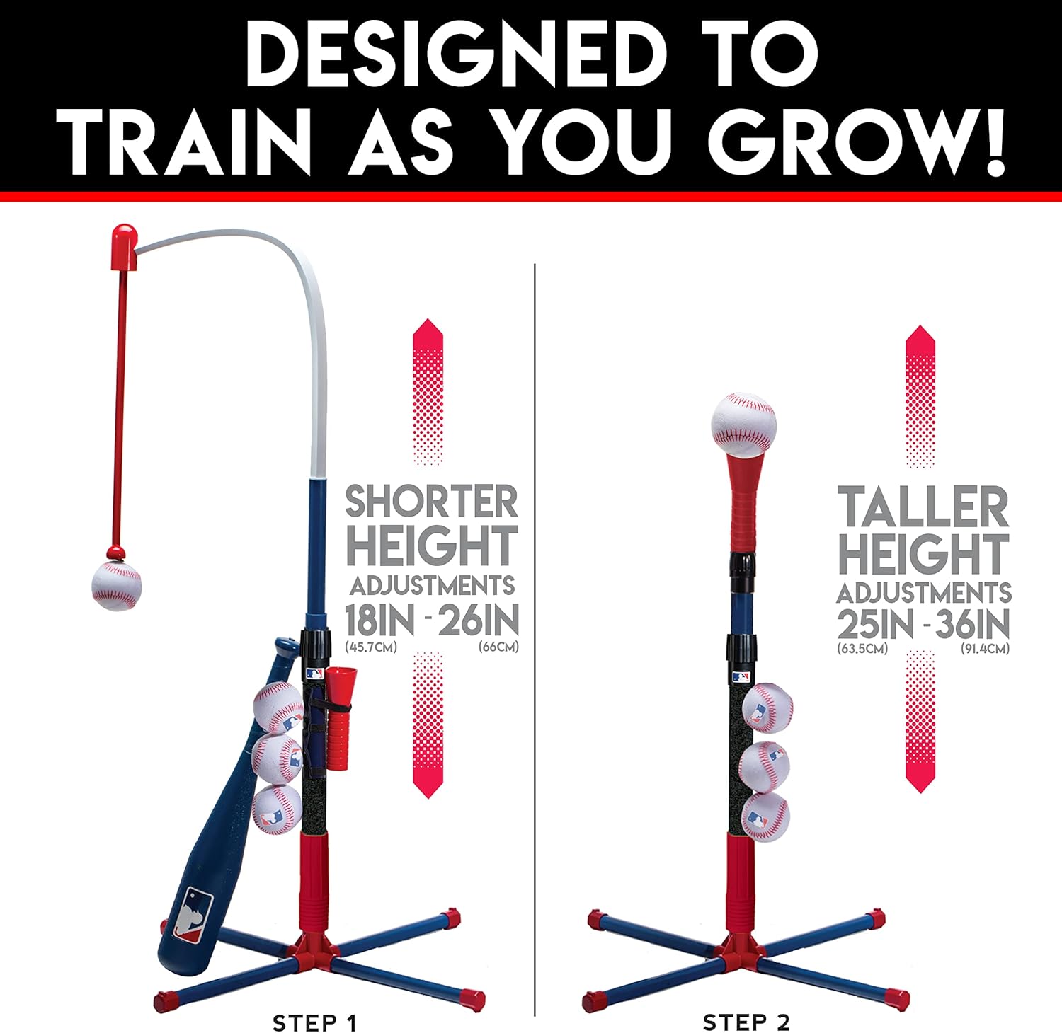 Grow-With-Me Kids Batting Tee & Stand Set – Adjustable Baseball, Softball & T-Ball Trainer for Toddlers & Youth