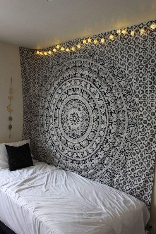 Wall Hanging Tapestry for Bedroom – Bohemian Hippie Mandala with Floral Indian Design, Dorm Decor 30x40 Inch