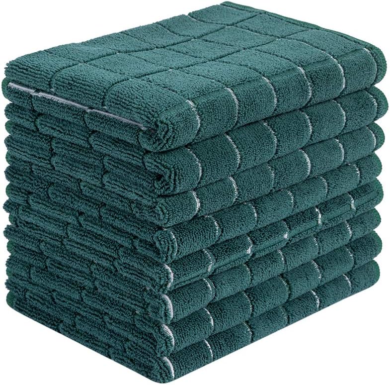 8-Pack Microfiber Dish Towels – Super Absorbent Lint-Free Kitchen Towels (Gray Lattice, 26x18")