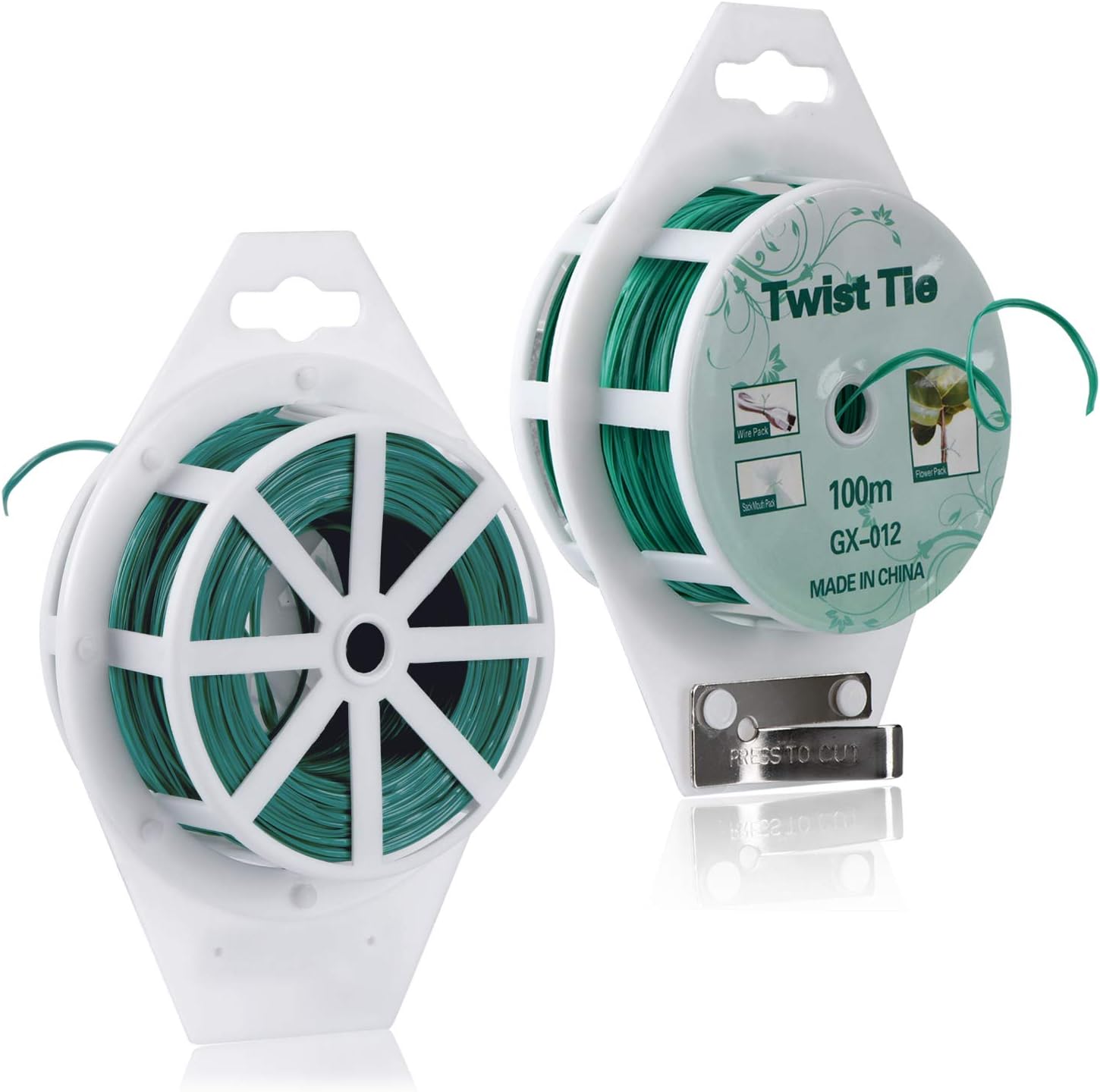 328ft Green Twist Ties with Cutter – Plant Support Wire for Gardening & Home Organization