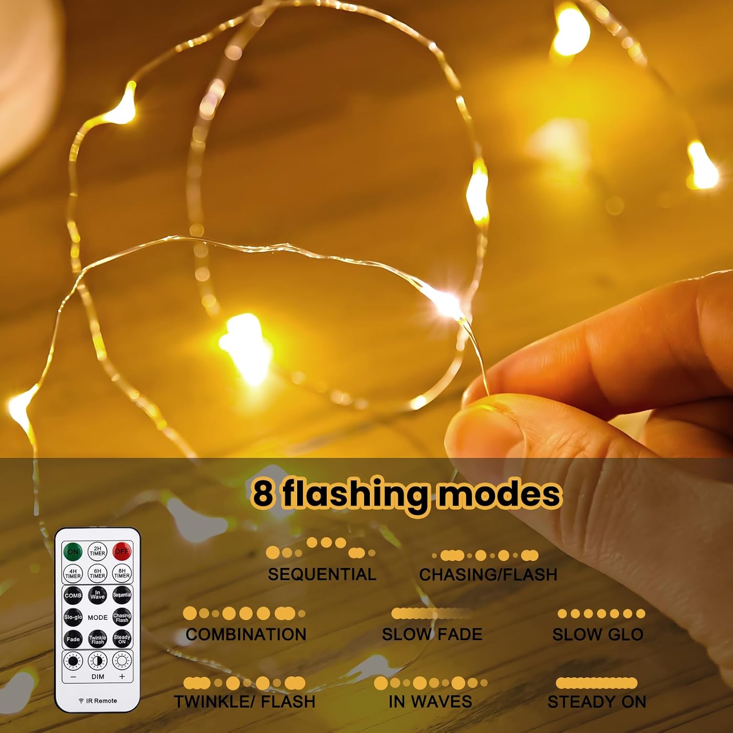 300 LED Warm White Fairy Curtain Lights – 9.8x9.8 Ft USB Hanging String Lights with Remote & 8 Modes for Bedroom, Weddings & Parties