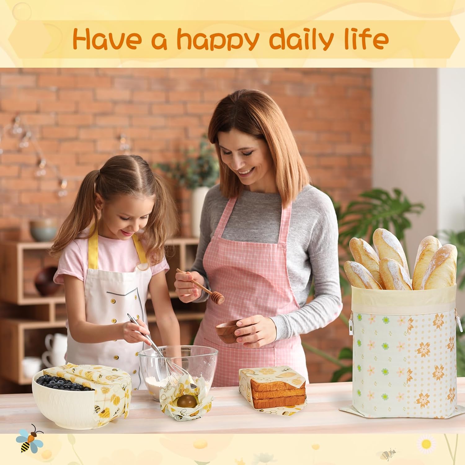 Reusable Beeswax Bread Bags & Organic Food Wraps – Sustainable Kitchen Storage for Homemade Bread, Eco-Friendly Cotton Bags
