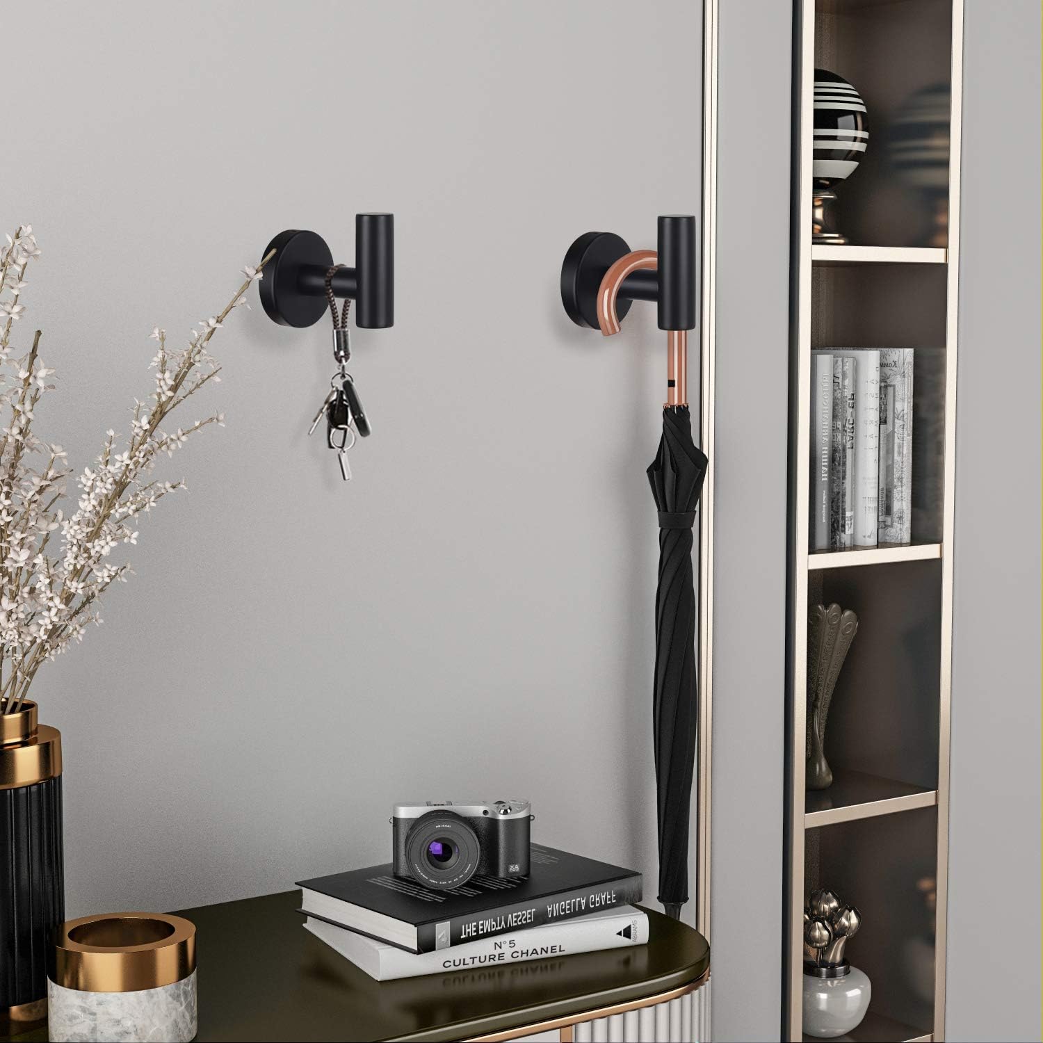 Matte Black Stainless Steel Wall Hooks – 4-Pack Heavy Duty Towel & Robe Hangers