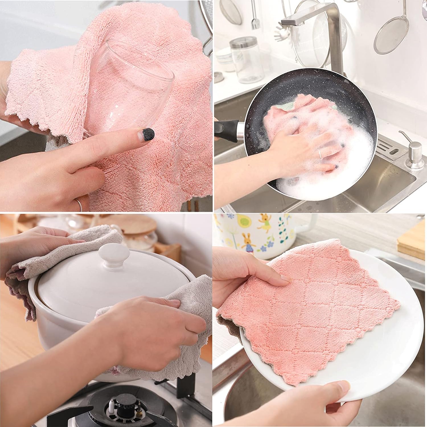 10-Pack Super Absorbent Microfiber Kitchen Towels – Quick-Dry, Non-Stick, Soft Cleaning Cloths