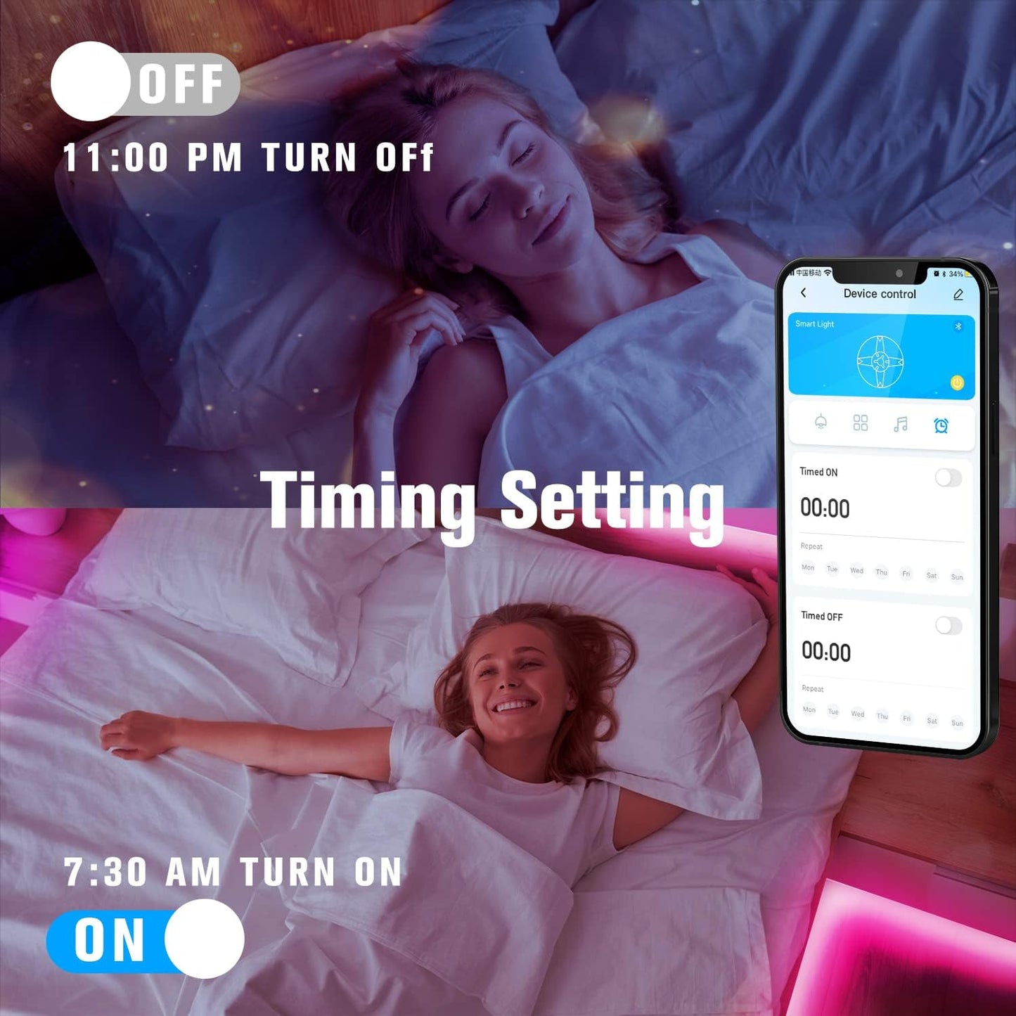 Smart LED Strip Lights 200Ft – 2 Rolls of 100Ft RGB Color Changing Lights with Remote & App Control, Music Sync for Bedroom & Party Decor