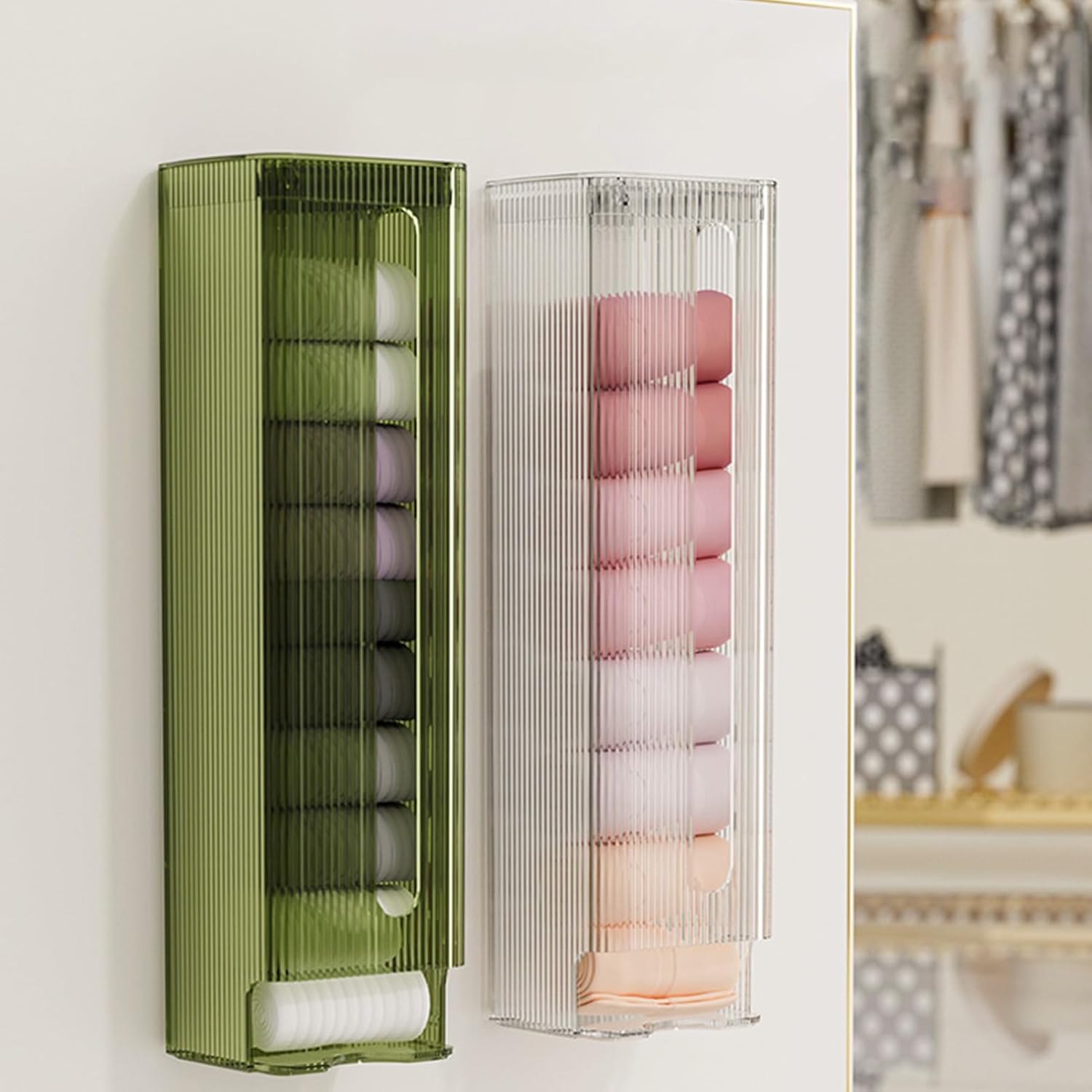 Wall Mounted Underwear & Sock Organizer – Multipurpose Drawer Storage Box (Translucent Green)