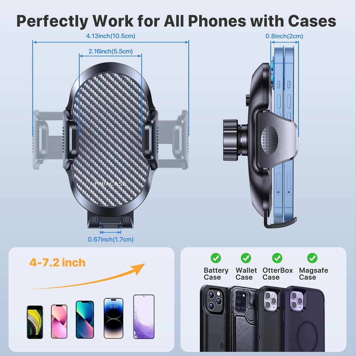 Universal Car Vent Phone Holder – Metal Hook Clip Mount for iPhone & Android (Dark Black)