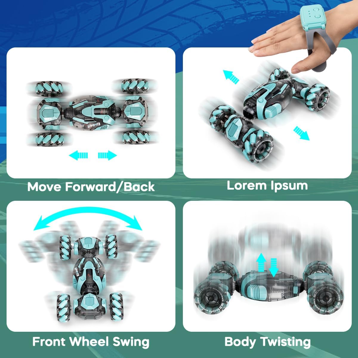 Gesture Sensing RC Stunt Car – 360° 4WD Remote Car with Hand Control for Kids
