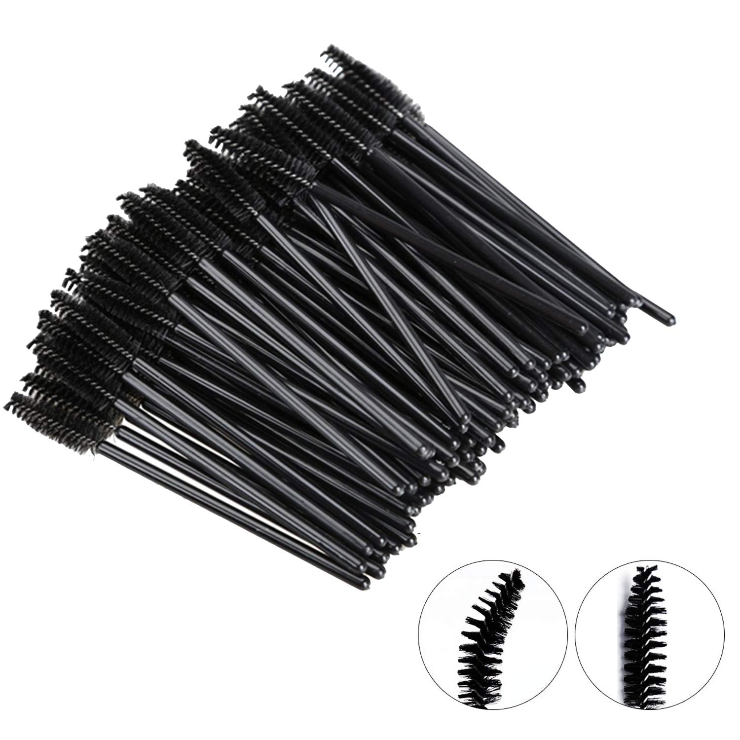 100 Pcs Disposable Mascara Wands – Black Eyelash Brushes for Extension, Eyebrow & Makeup Application – Hygienic Spoolies for Salon & Personal Use