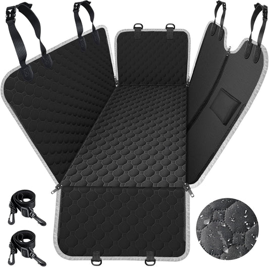 Waterproof Dog Car Seat Cover – 2025 Heavy Duty Hammock Protector for Back Seat (Black, Standard Size)