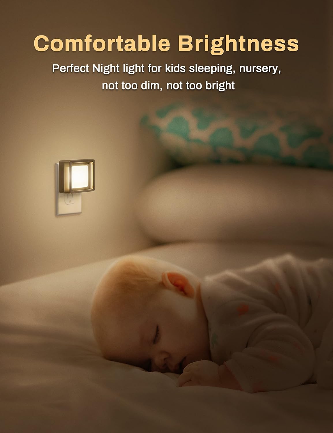 LED Night Light [2-Pack], Plug-In with Dusk-to-Dawn Sensor, Dimmable for Bedroom, Hallway, Bathroom