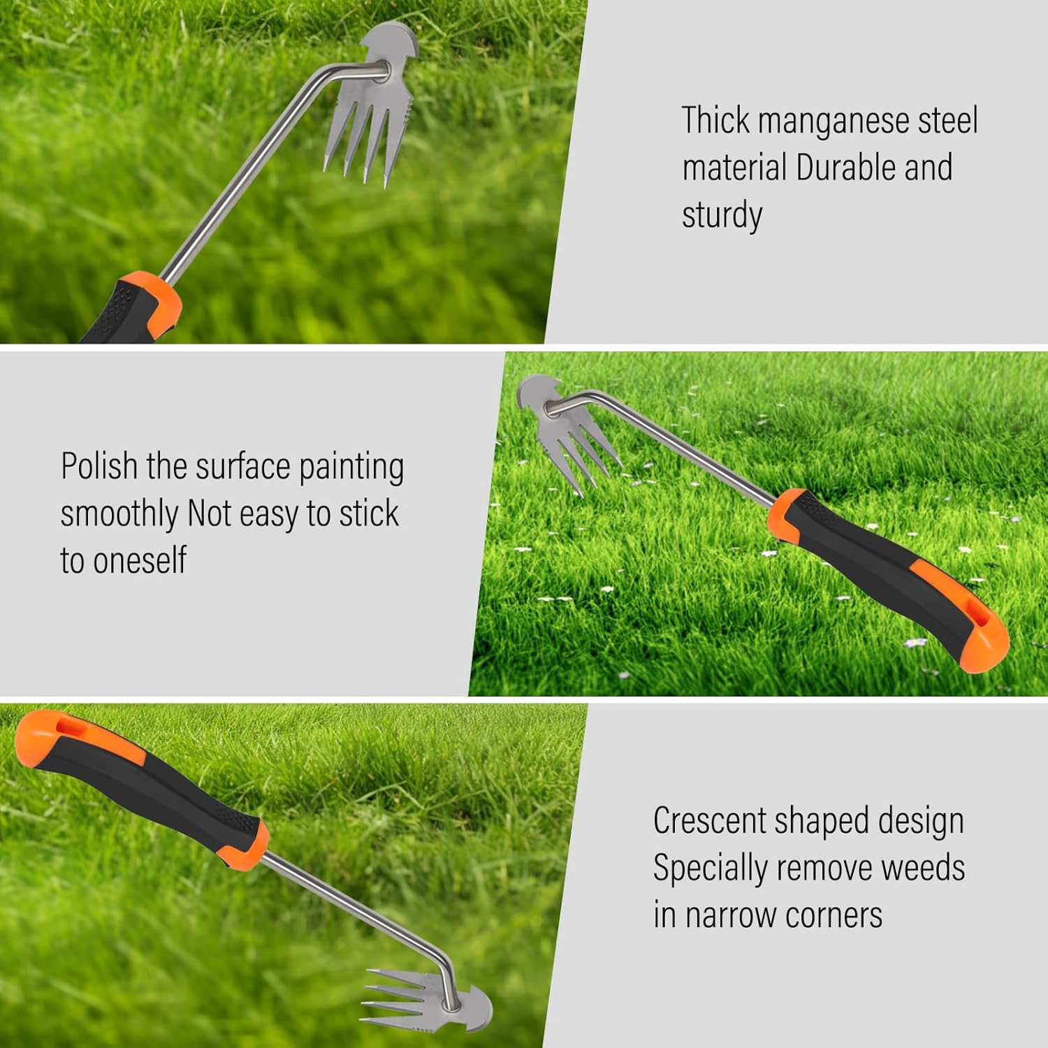 Weed Puller Tool – Portable Garden Weeder with Rubber Handle, 2024 Manganese Steel Hand Tool for Vegetable Gardening and Uprooting