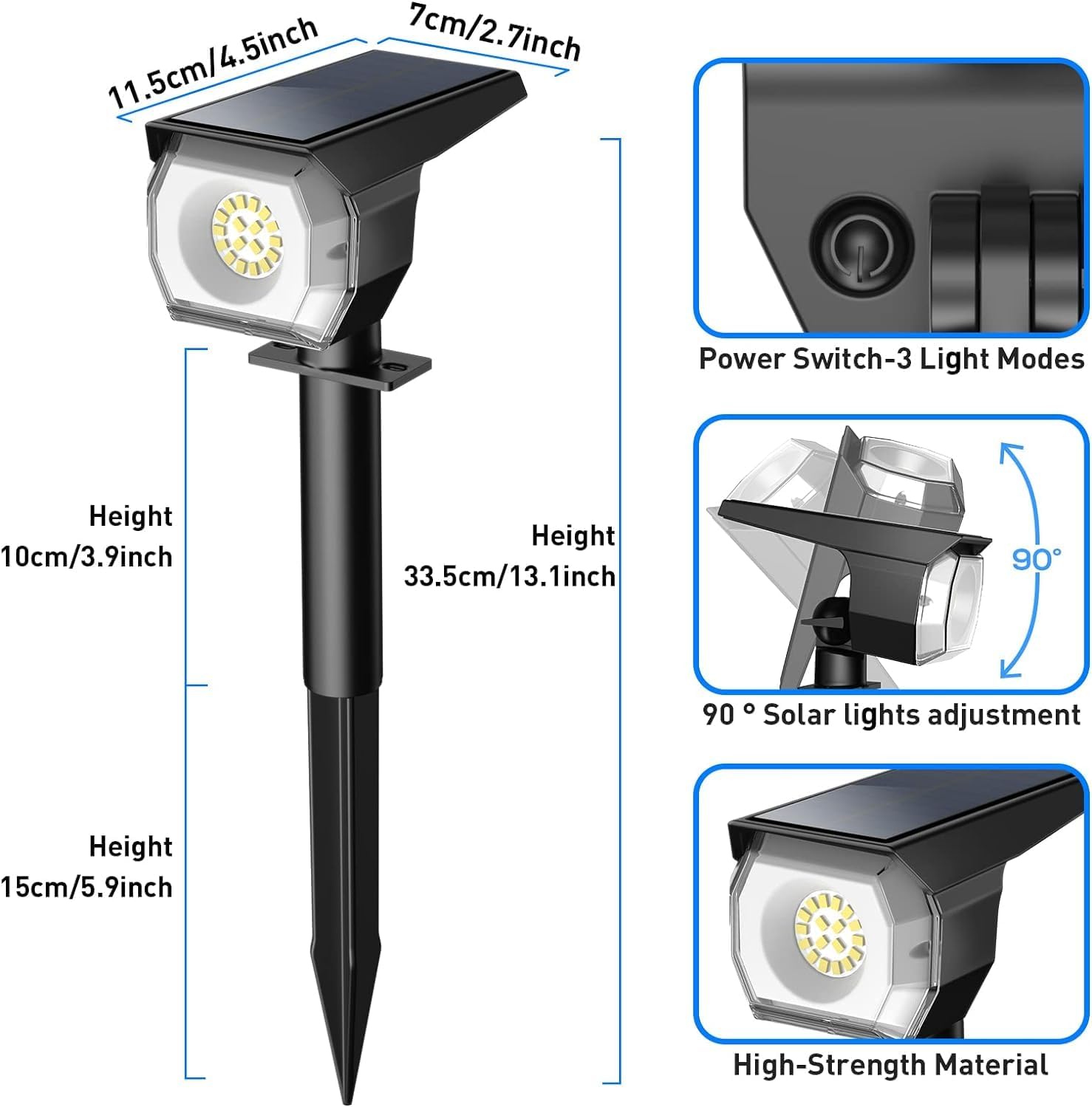 Solar Outdoor Spot Lights – Waterproof Landscape Lights with 3 Lighting Modes & Auto On/Off for Garden, Yard & Pathway