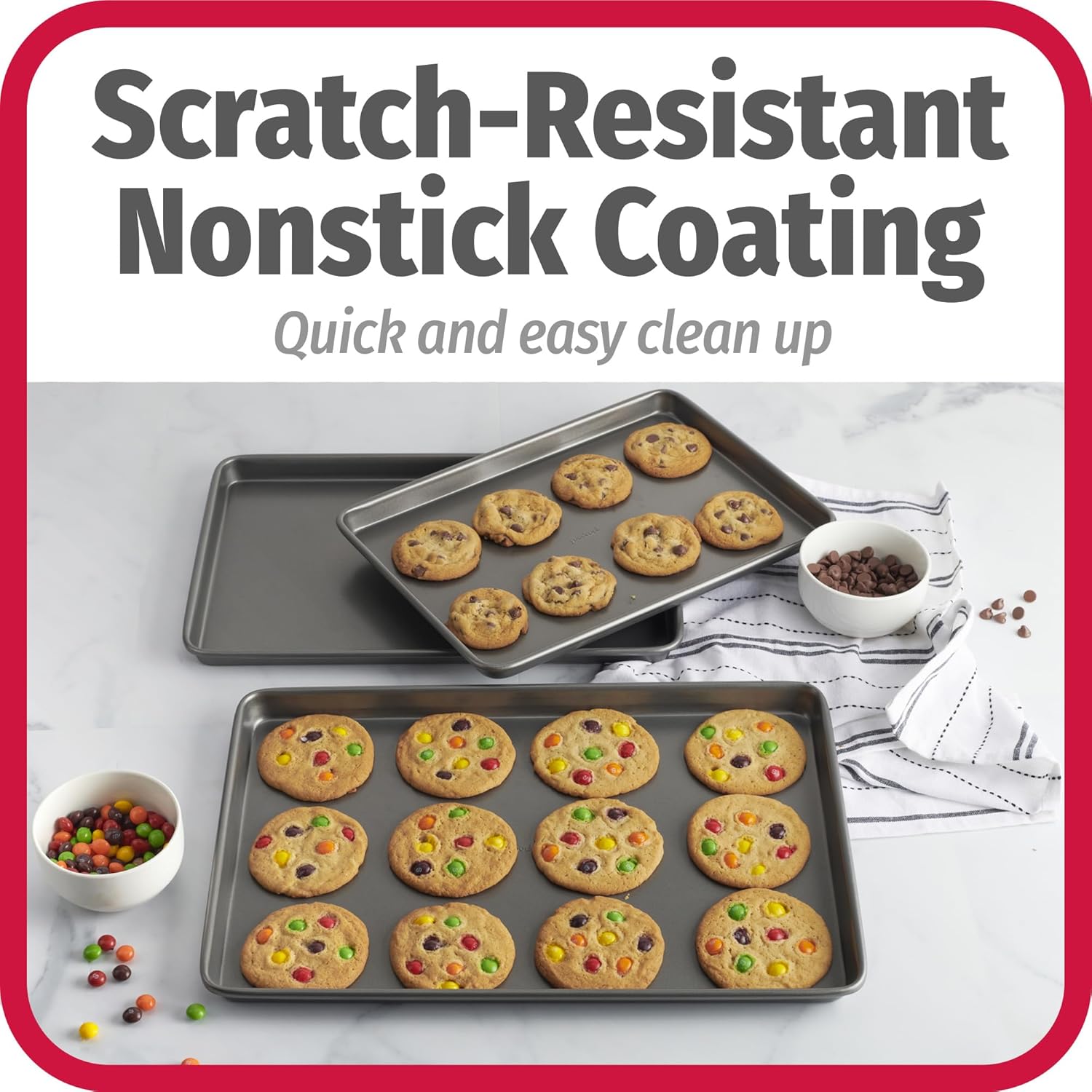 Nonstick Carbon Steel Baking Sheet Set – 3-Piece Everyday Bakeware Set (Small, Medium, Large)