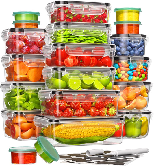 40-Piece BPA-Free Food Storage Container Set – Leak-Proof Kitchen Organizer with Labels & Pen