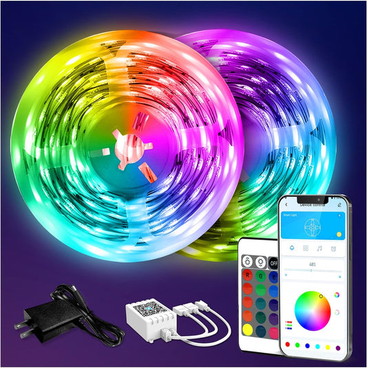 DAYBETTER 130ft LED Strip Lights – RGB Light Kit with Remote & 24V Power Supply for Bedroom, Desk & Indoor Decor
