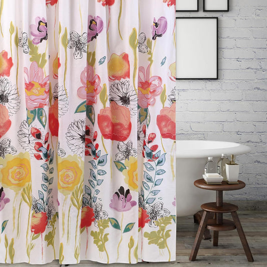 Fabric Sensations Shower Curtain, Stylish Bathroom Decor, Machine Washable, 72 Inches X 72 Inches, Cruz Coastal White