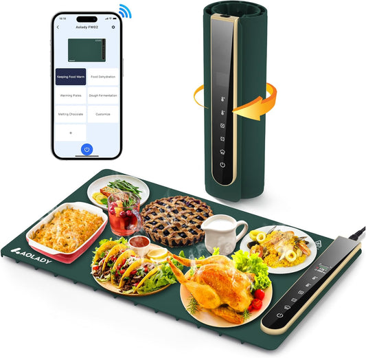 App-Controlled Warming Mat for Food – Portable Buffet Tray & Party Food Warmer