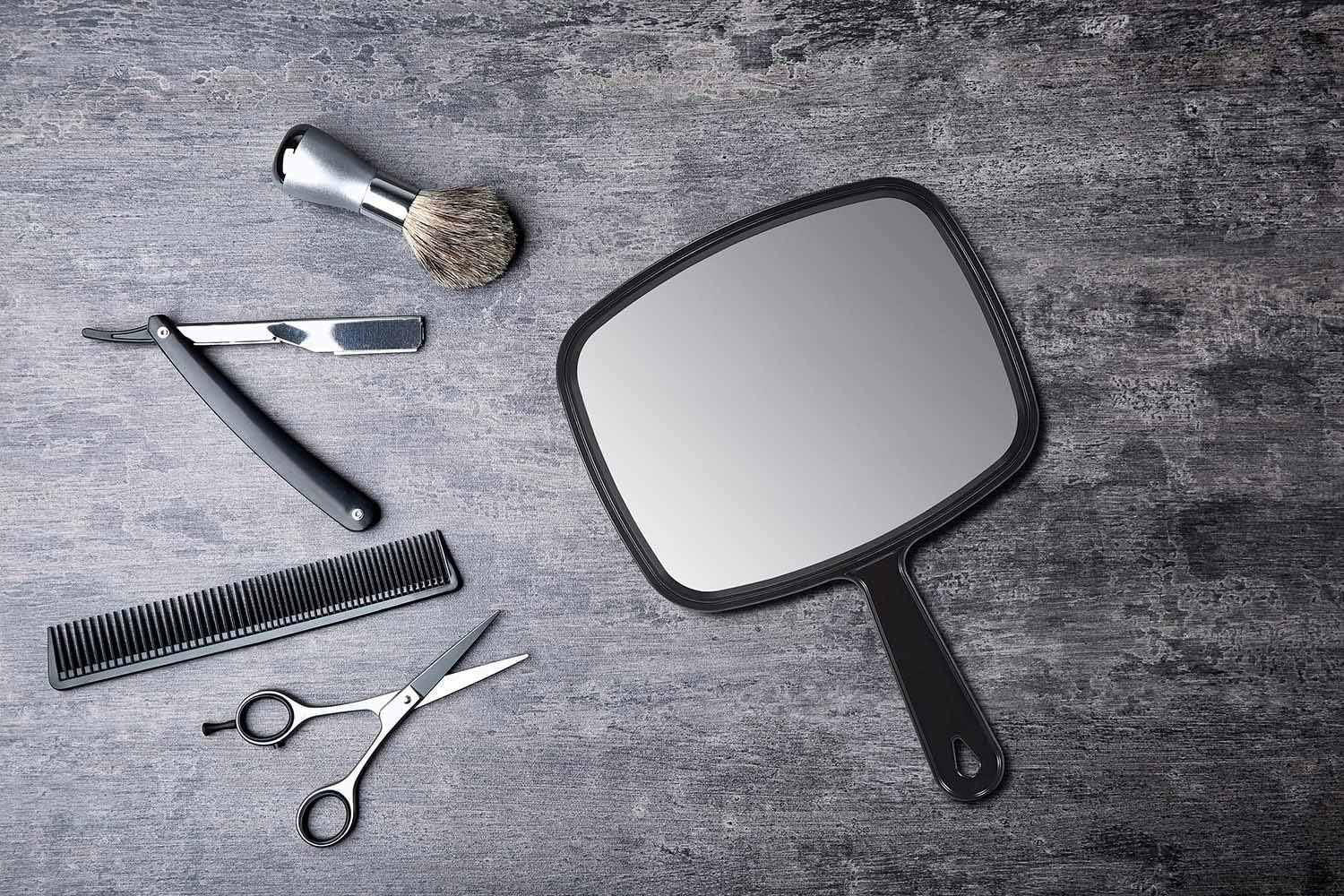 Black Square Handheld Mirror – 10.3"x7.4" Salon & Hairdressing Mirror with Handle