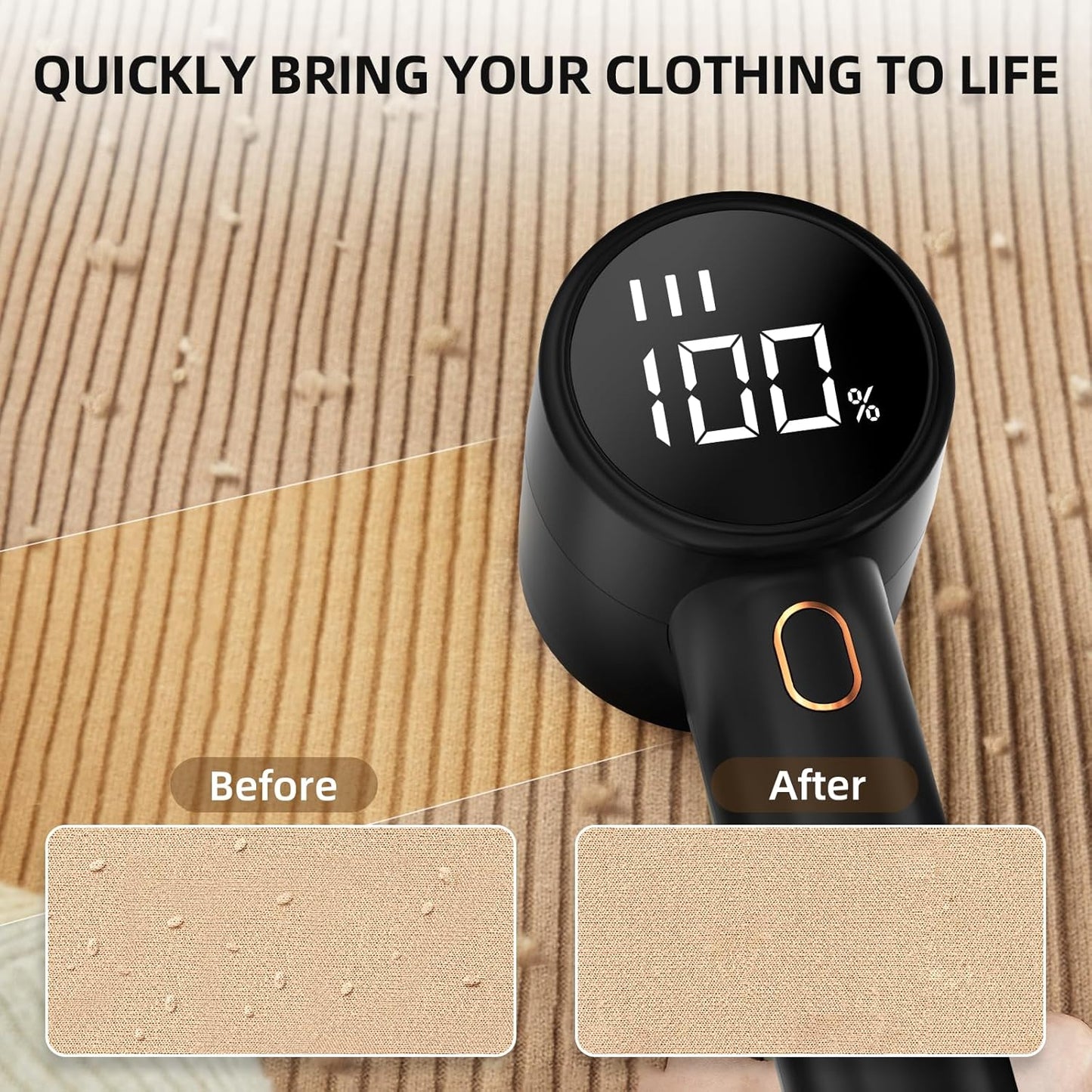 Rechargeable Fabric Shaver – 3-Speed Electric Lint Remover with LED Display & 6-Leaf Blades