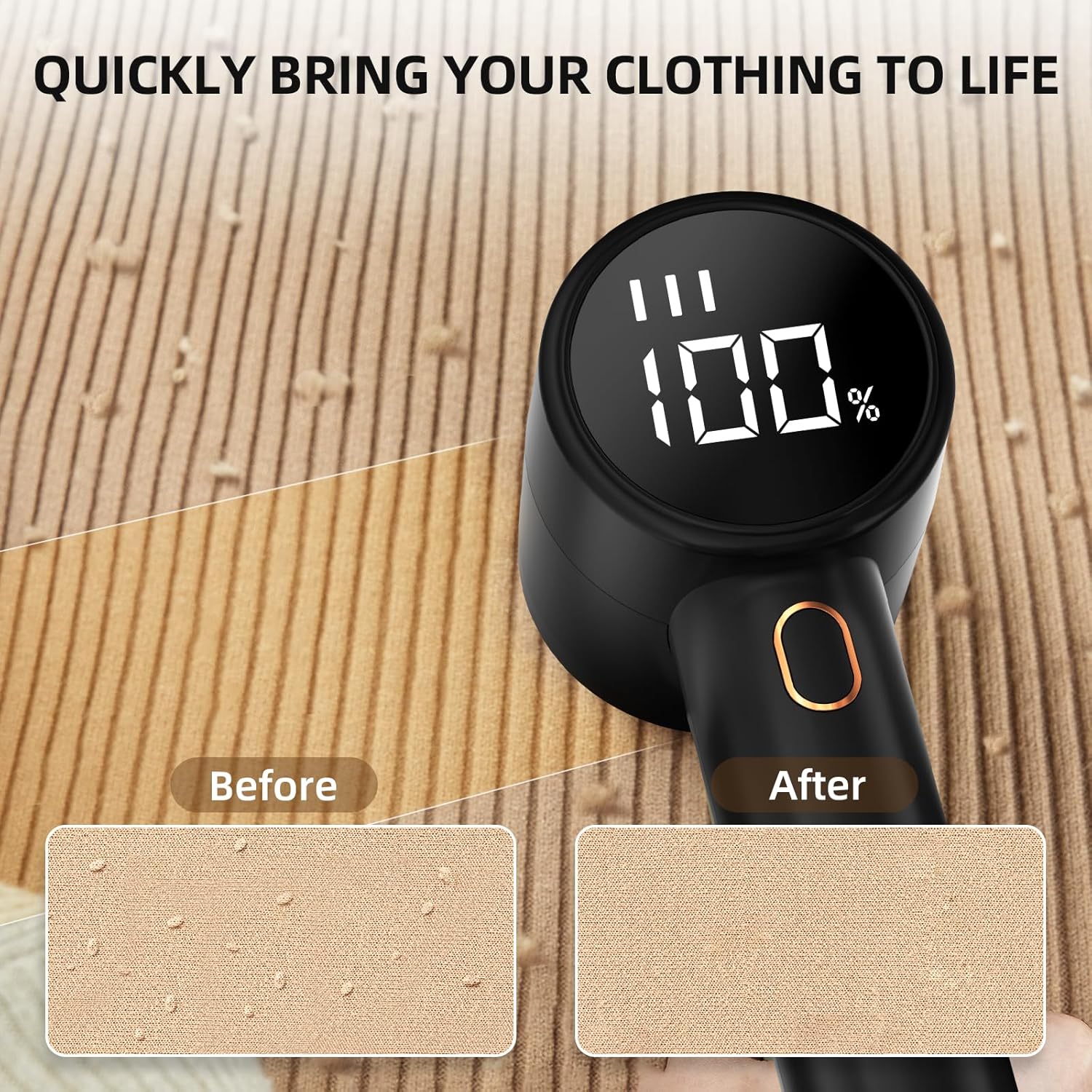 Rechargeable Fabric Shaver – 3-Speed Electric Lint Remover with LED Display & 6-Leaf Blades