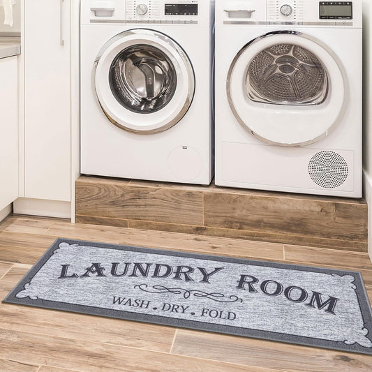 20"x59" Non-Slip Laundry Room Rug – Durable Gray Runner Mat for Entryway, Bathroom & Mudroom