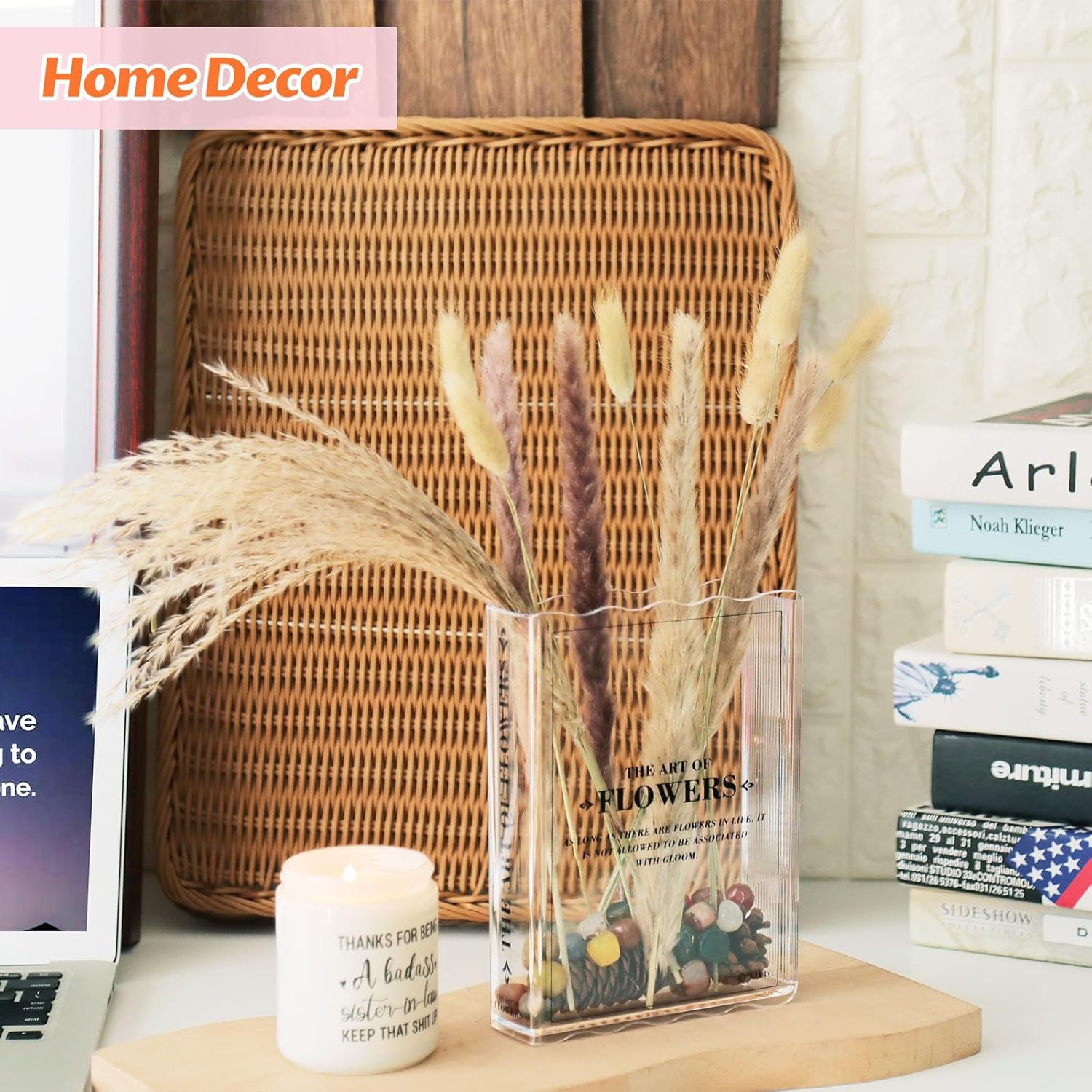 Clear Book Vase – Book-Shaped Glass Flower Vase for Home, Office & Gift Decor