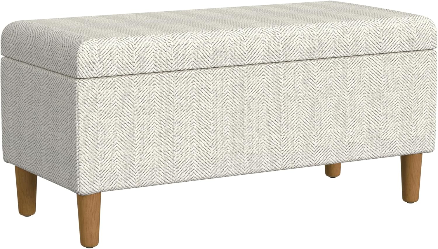 Malmo Cream Chevron Woven Storage Bench – Decorative Entryway or Bedroom Organizer
