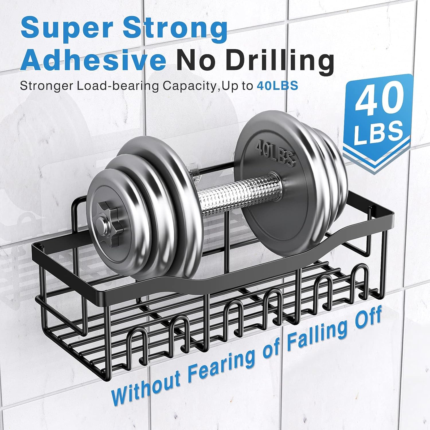 5-Pack Adhesive Shower Caddy – Rustproof Stainless Steel Bathroom Organizer Shelves, Large Capacity, No-Drill Wall Mount Storage for Bath & Home