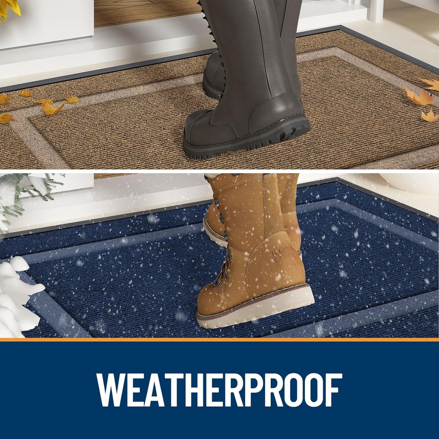 Waterproof Front Door Mat – 29.5x17” Fade-Resistant Entryway Rug with Natural Rubber Backing, Indoor Outdoor All-Season Use