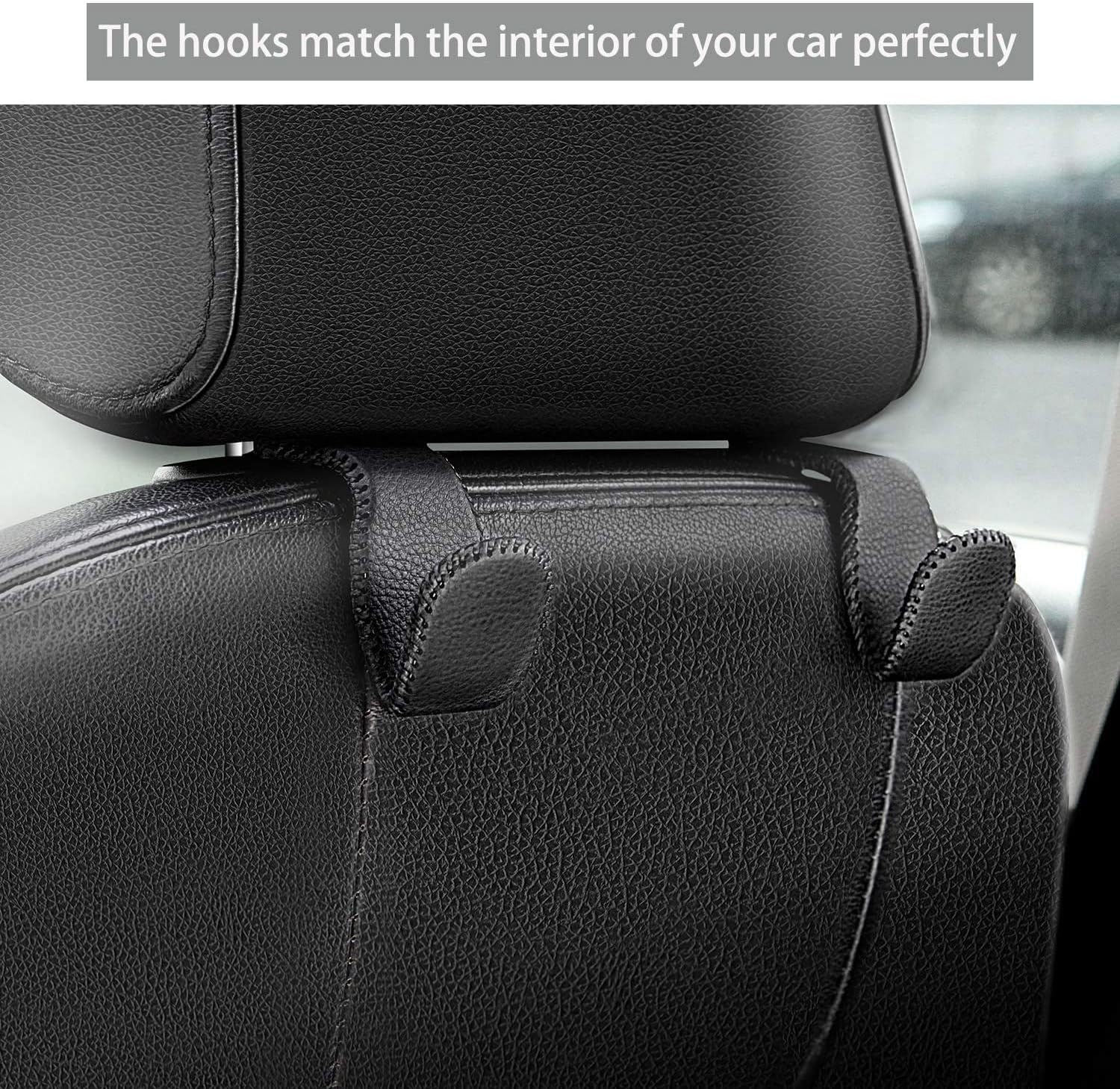 Purse Hook for Car, Superior Leather Headrest Hanger Matching Cars Interior, Brown Back Seat Organizer Storage Holder