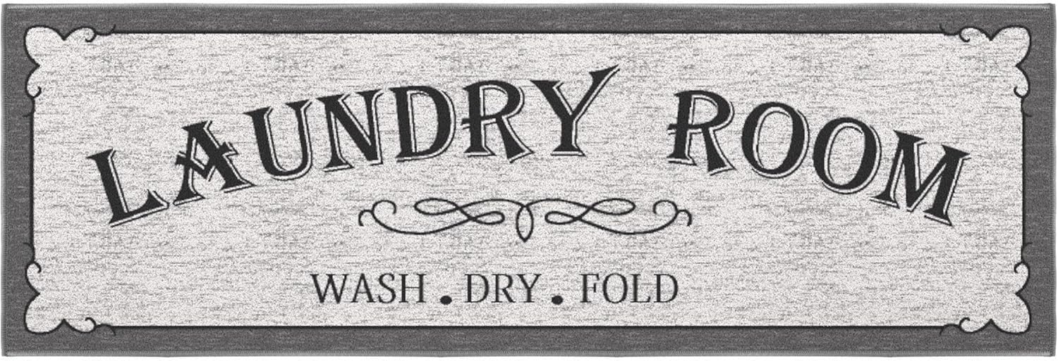 20"x59" Non-Slip Laundry Room Rug – Durable Gray Runner Mat for Entryway, Bathroom & Mudroom