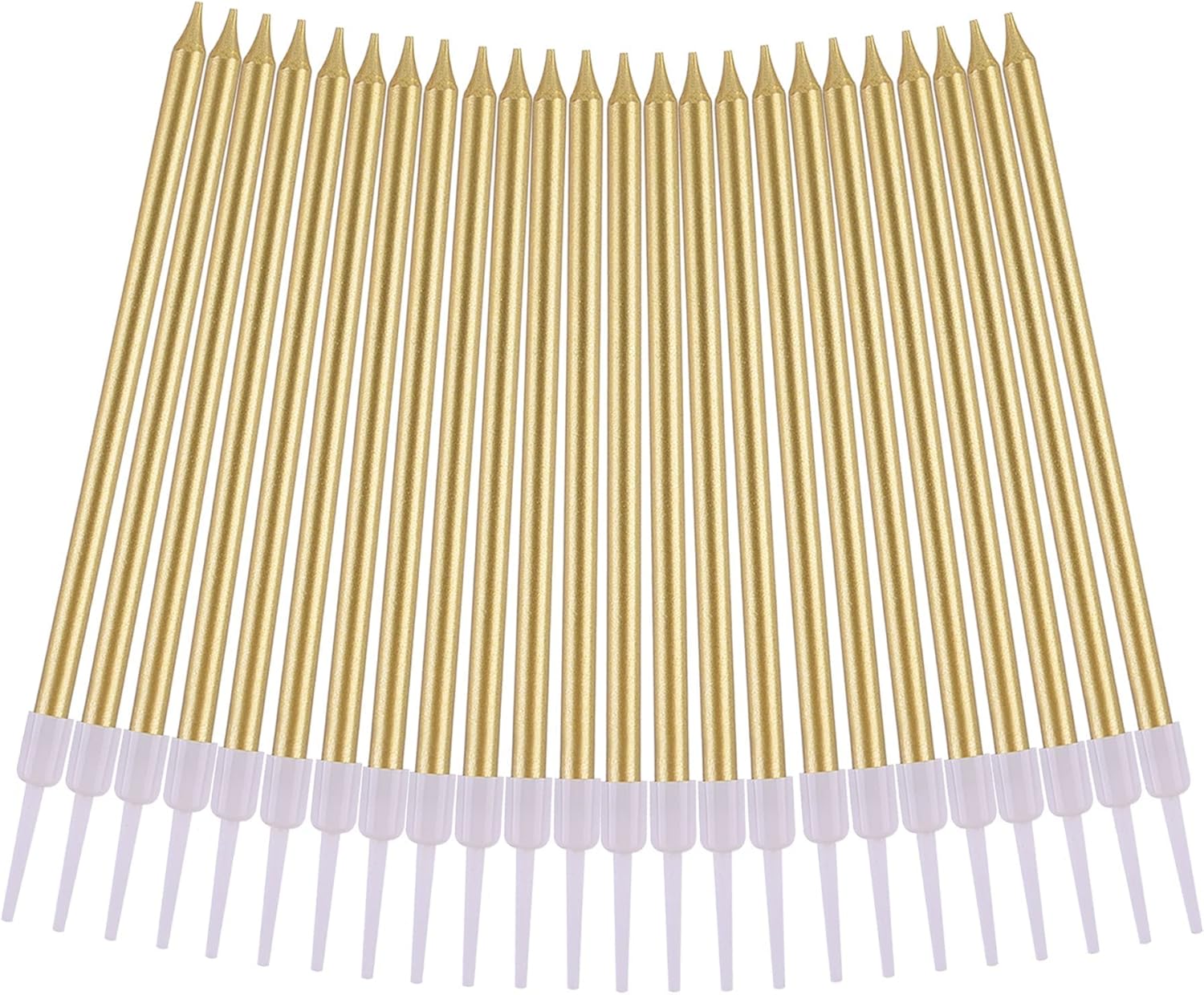 Elegant Gold Metallic Birthday Candles – Long Thin Cake Candles for Parties & Weddings
