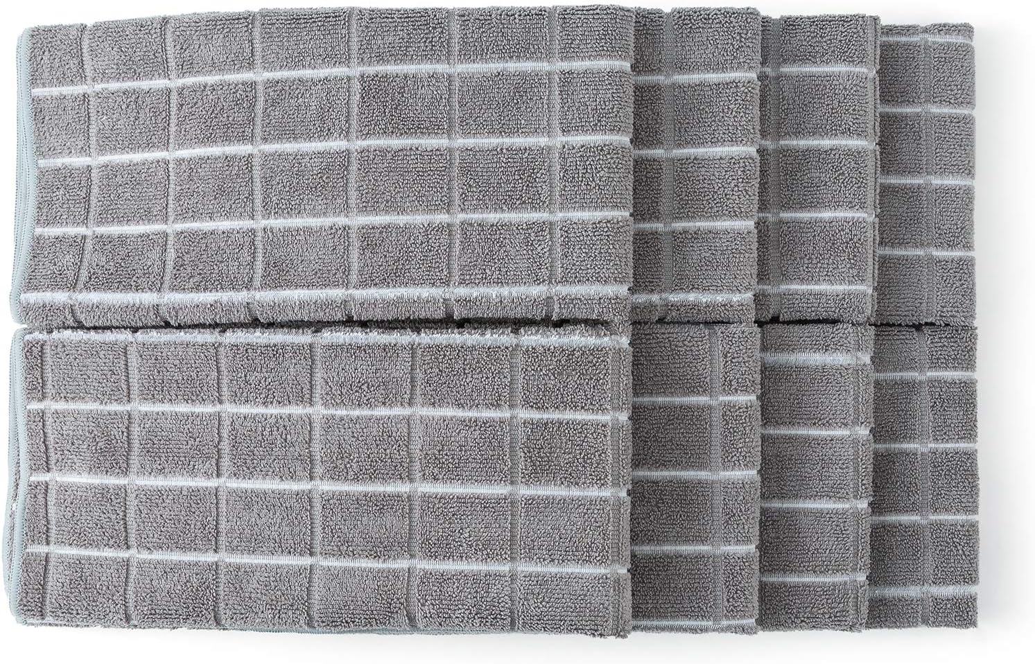 8-Pack Microfiber Dish Towels – Super Absorbent Lint-Free Kitchen Towels (Gray Lattice, 26x18")