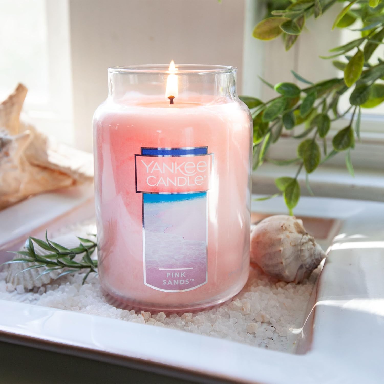 Pink Sands Scented Candle – 22oz Large Jar with Single Wick, 110+ Hour Burn Time for a Relaxing Aromatic Atmosphere