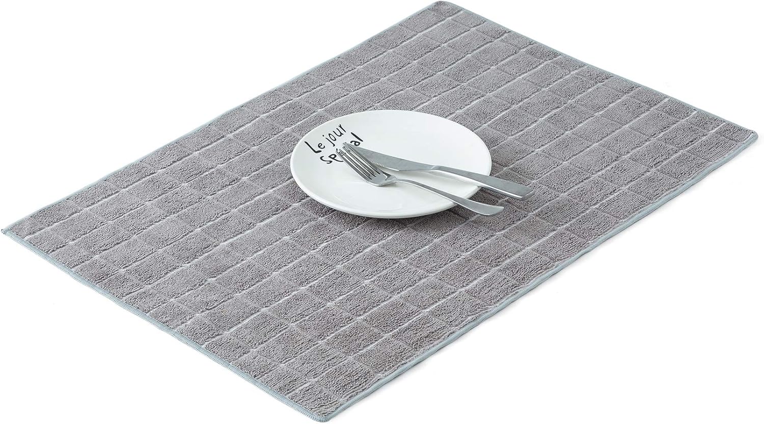 8-Pack Microfiber Dish Towels – Super Absorbent Lint-Free Kitchen Towels (Gray Lattice, 26x18")