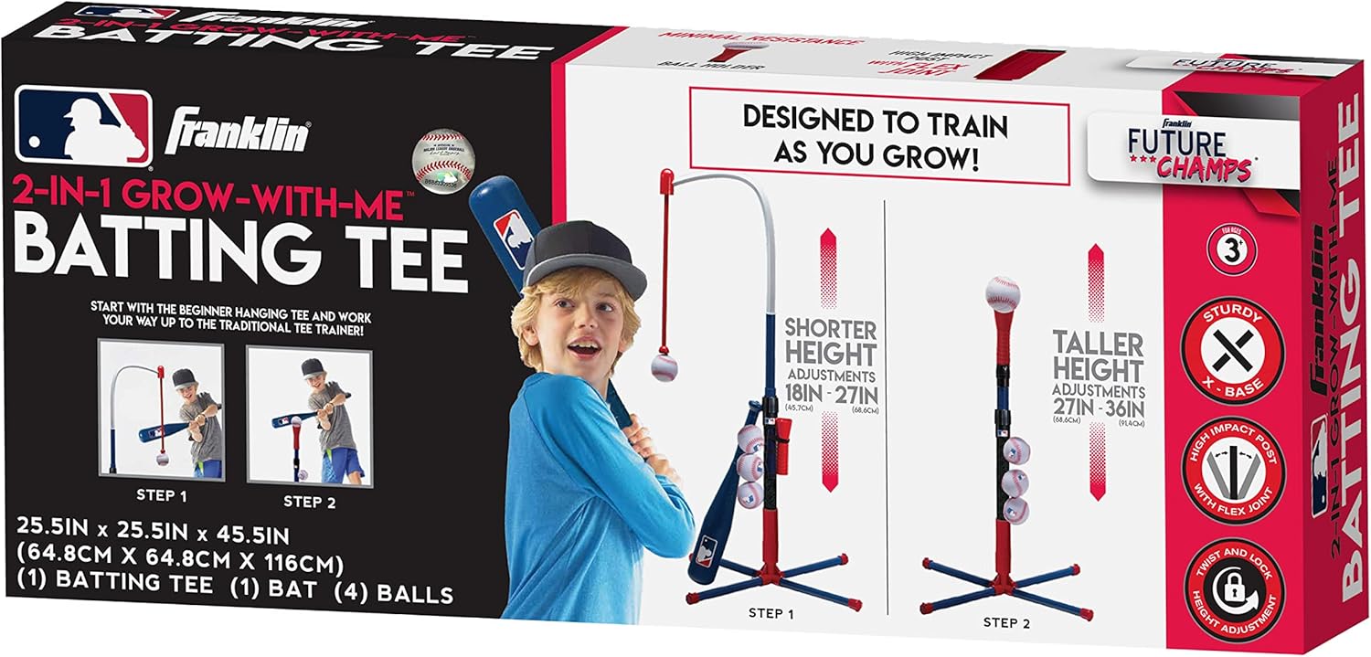 Grow-With-Me Kids Batting Tee & Stand Set – Adjustable Baseball, Softball & T-Ball Trainer for Toddlers & Youth
