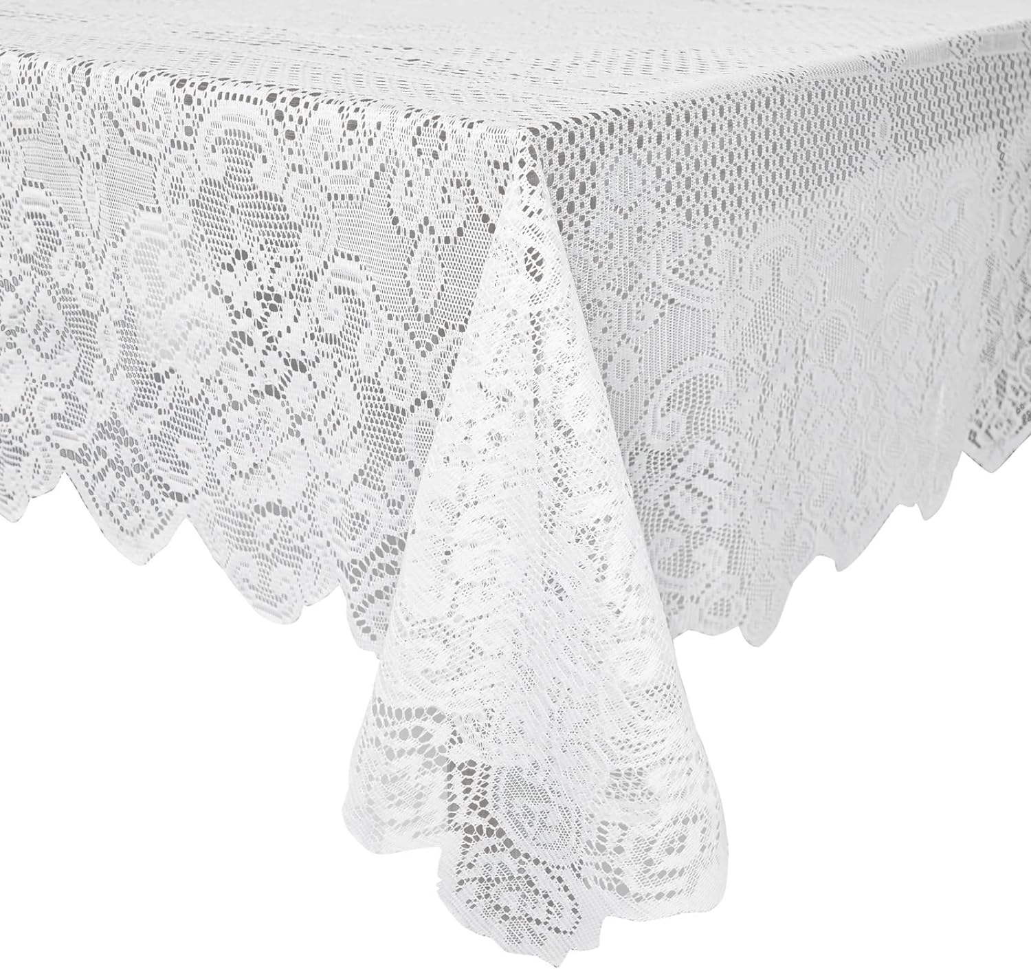 White Lace Tablecloth – 54x72" Vintage Rectangular Table Cover for Weddings, Baby Showers, Tea Parties & Home Decor