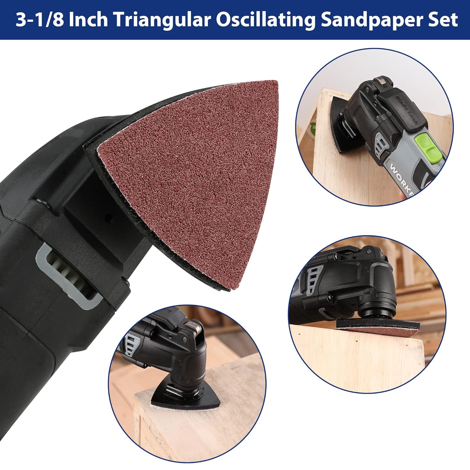 150PCS Triangle Sanding Pads – 3-1/8” Hook & Loop for Oscillating Multi-Tools – 40 to 240 Grit Assortment