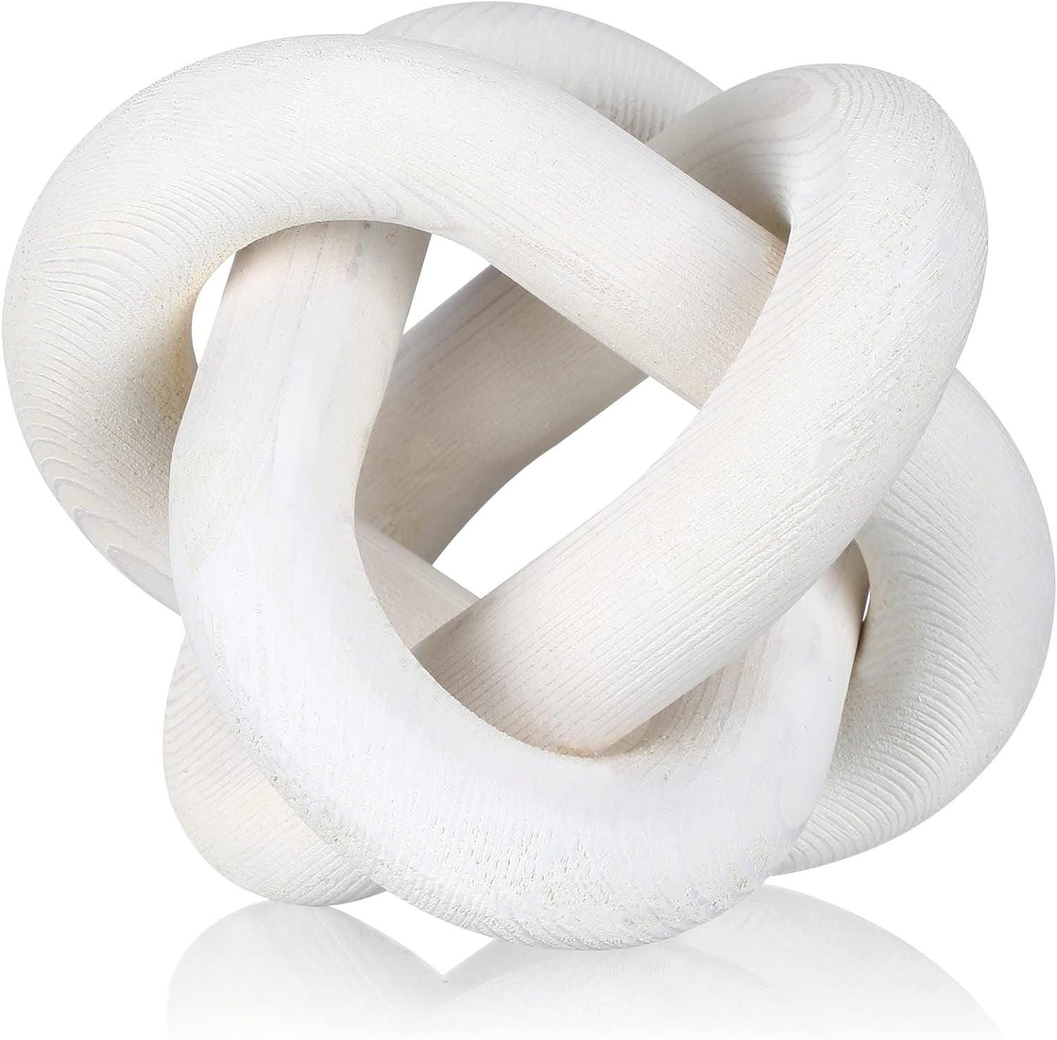 Hand-Carved White Wood Knot – 3-Link Boho Chain Decor for Coffee Table & Shelves