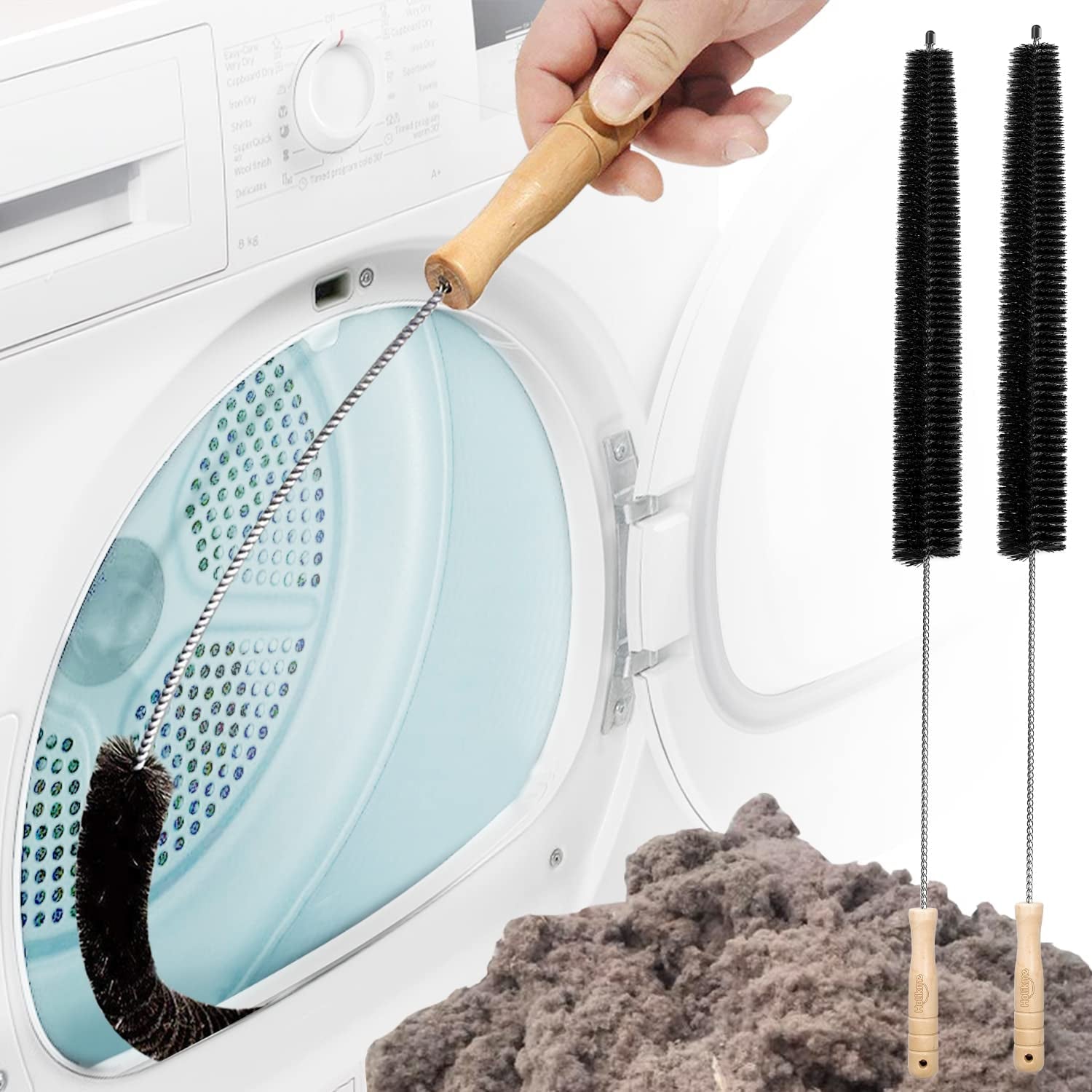 Dryer Vent Cleaner Kit 2 Pack - Household Cleaning Supplies 304 Stainless Steel Dryer Lint Brush, Home Essentials for Lint Trap Dust & Pet Hair