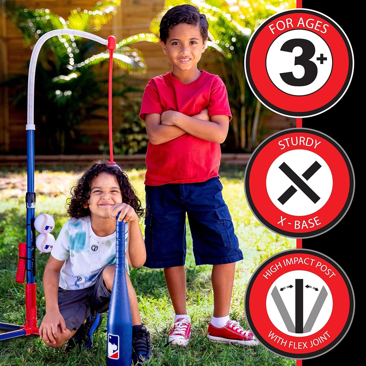 Grow-With-Me Kids Batting Tee & Stand Set – Adjustable Baseball, Softball & T-Ball Trainer for Toddlers & Youth