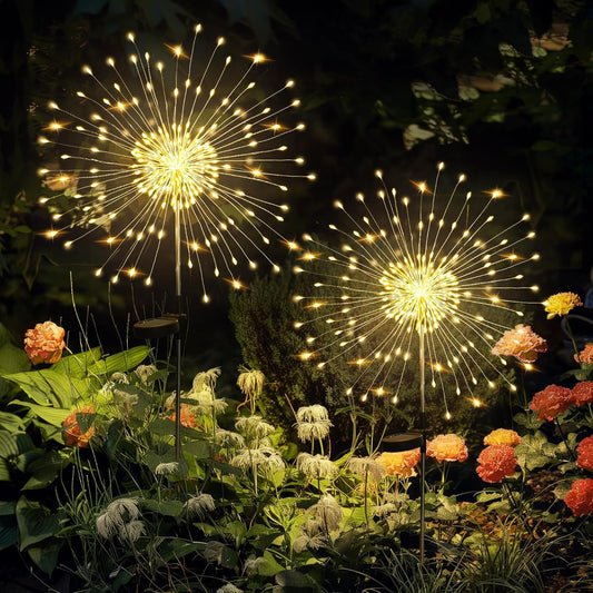 120 LED Solar Garden Lights (2-Pack) – Warm White Outdoor Fairy Lights for Yard, Pathway, Flowerbeds & 4th of July Decor