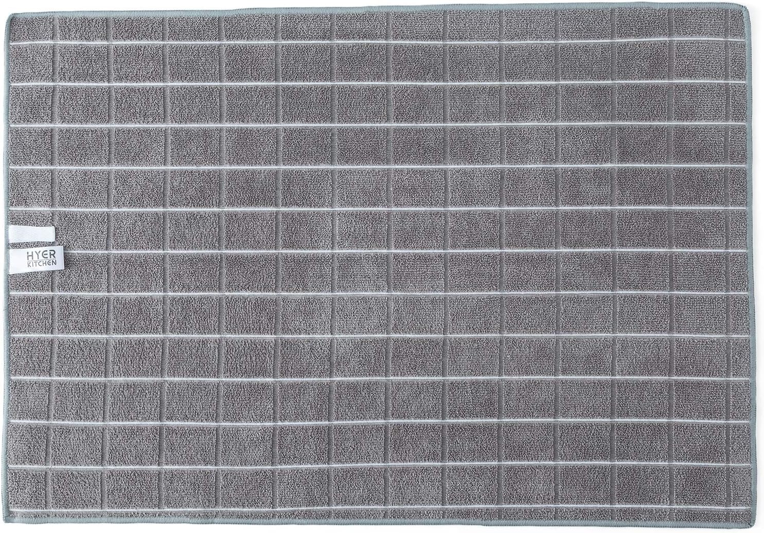 8-Pack Microfiber Dish Towels – Super Absorbent Lint-Free Kitchen Towels (Gray Lattice, 26x18")