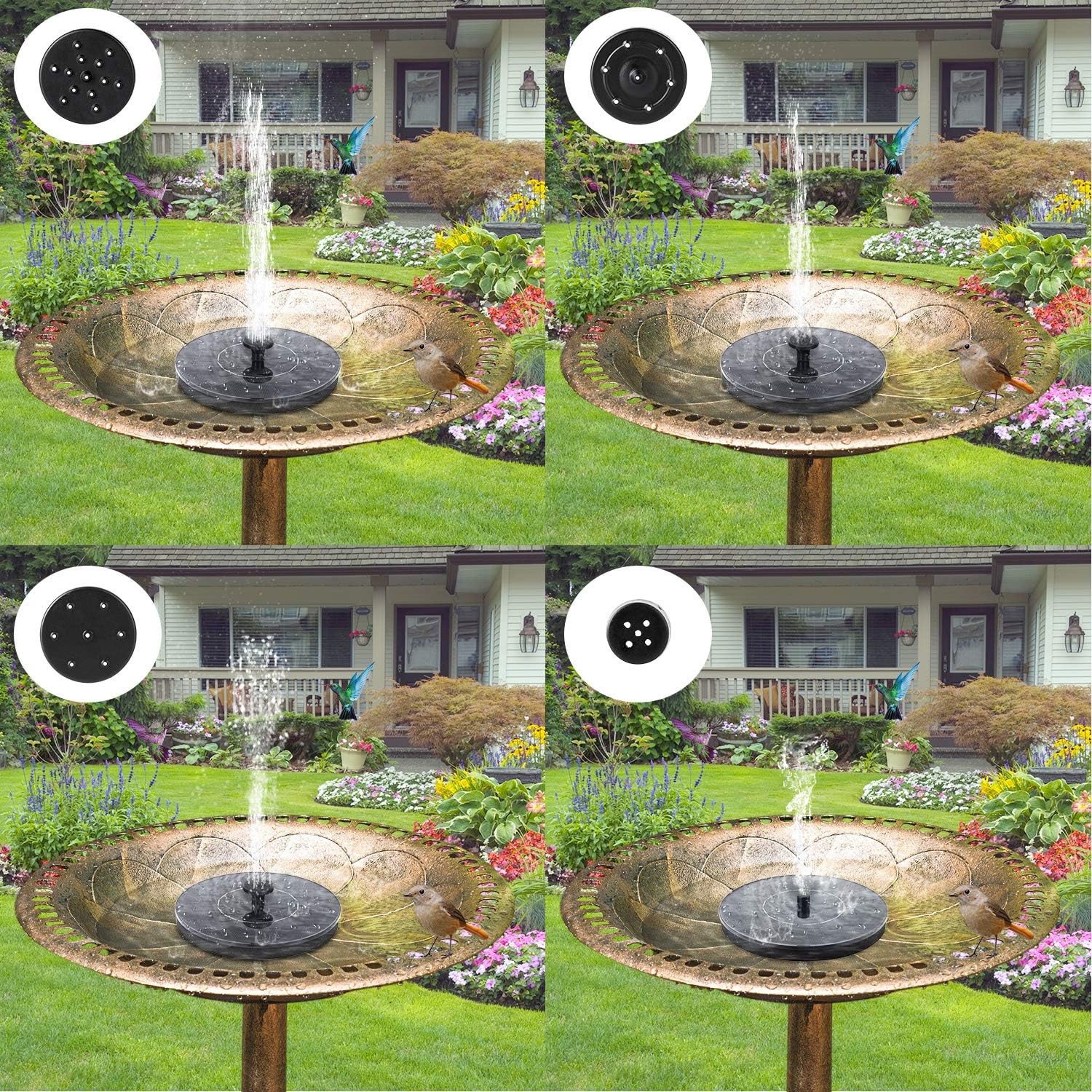 1W Solar Bird Bath Fountain Pump – 6 Nozzles, Floating Design