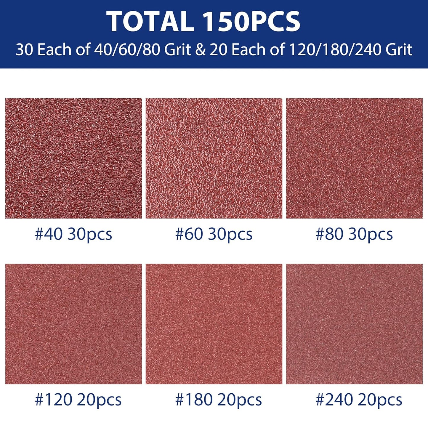 150PCS Triangle Sanding Pads – 3-1/8” Hook & Loop for Oscillating Multi-Tools – 40 to 240 Grit Assortment