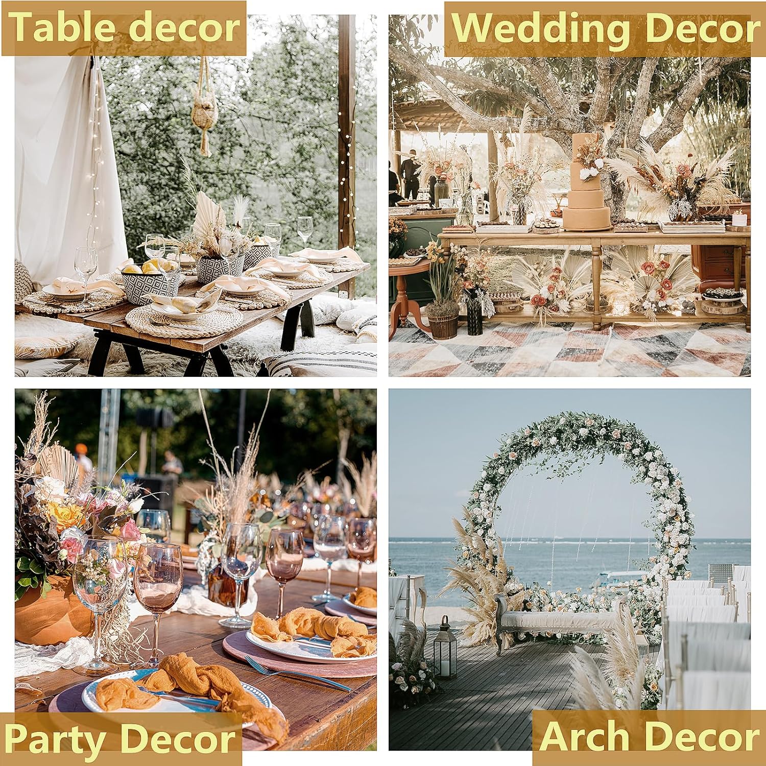 Dried Pampas Grass Bouquet – 120 PCS White & Brown Bunny Tails and Reed Flowers for Boho, Rustic, and Wedding Decor