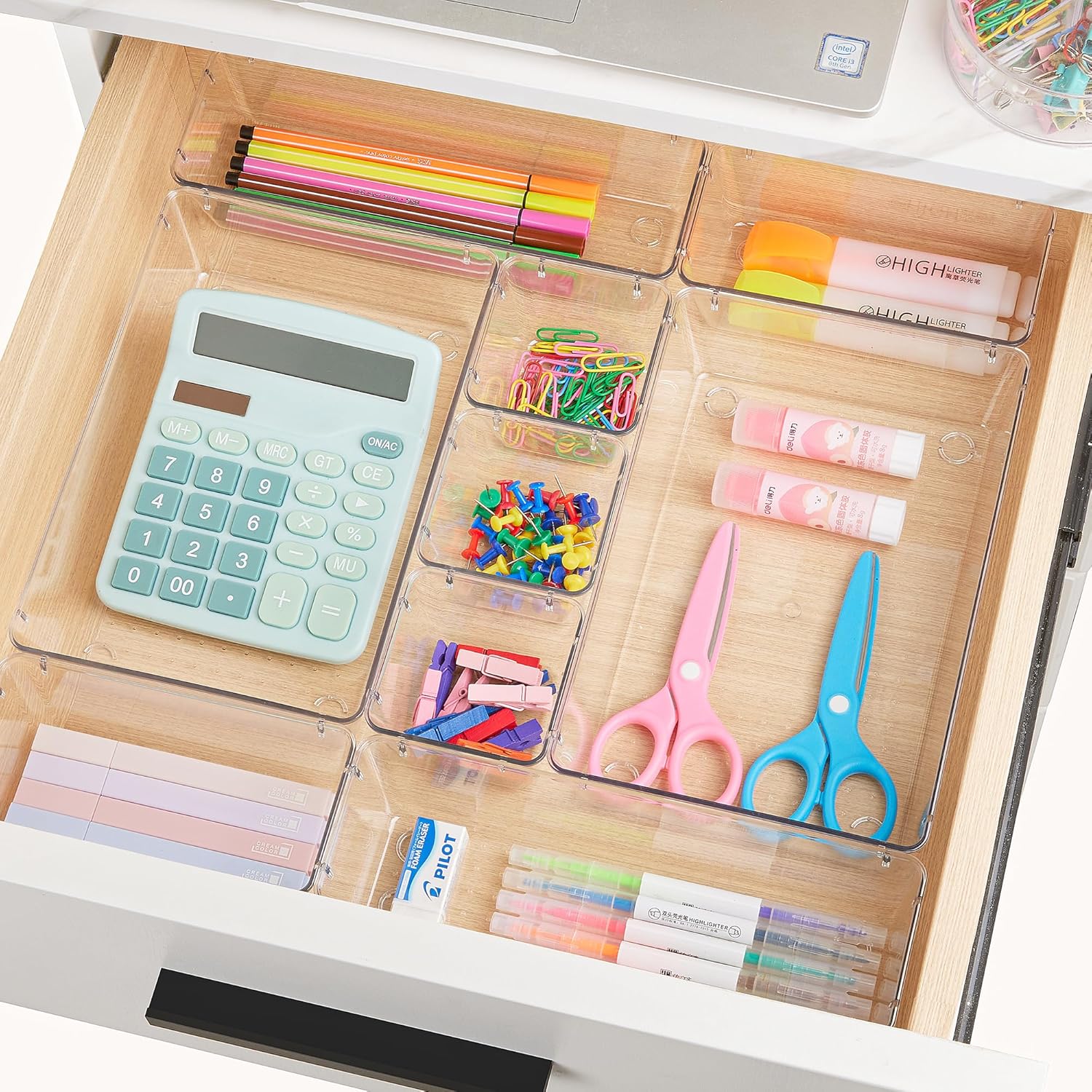 25-Piece Clear Drawer Organizer Set – Multi-Size Storage Bins for Home, Kitchen, Bath & Office