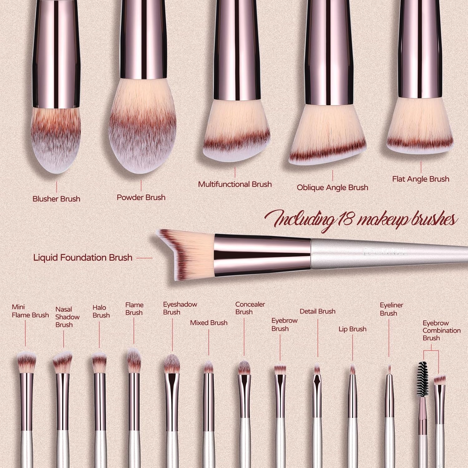 18-Piece Professional Makeup Brush Set – Premium Synthetic Brushes with Black Travel Case for Foundation, Powder, Eyeshadow & More