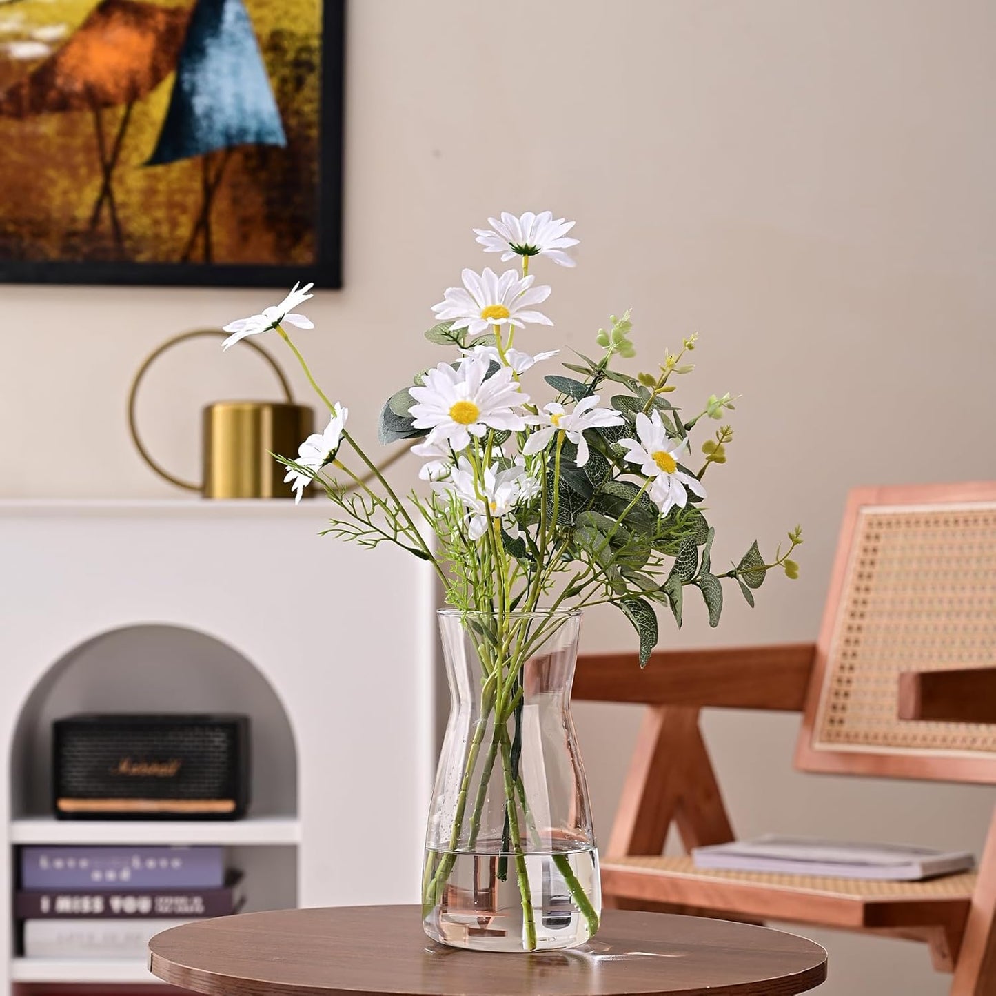 8-Inch Clear Glass Flower Vase – Modern Boho Centerpiece for Table, Home & Wedding Decor